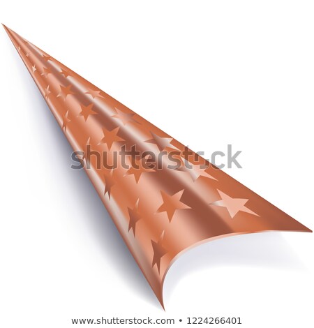 ストックフォト: Rolled Corner In Bronze With Stars On A Wrapping Paper