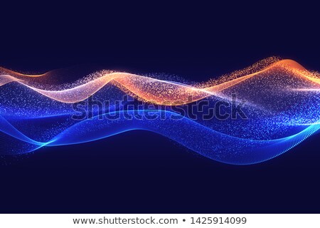 Zdjęcia stock: Futuristic Particles Wave With Blue And Orange Light Effect