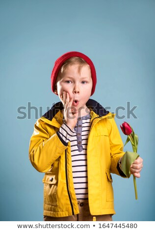 Stock photo: Little Boy With Bouquet Of Flowers And Funny Glasses