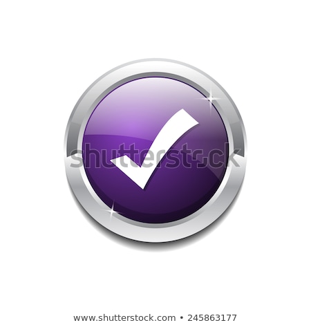 Foto stock: Tick Mark Circular Vector Purple Web Icon Button