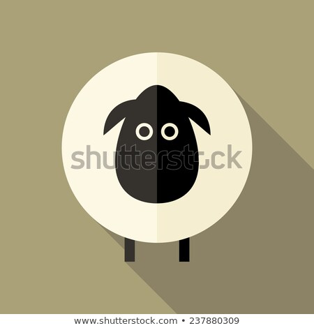 Sheep Flat Icon Over Brown Stok fotoğraf © Anna_leni