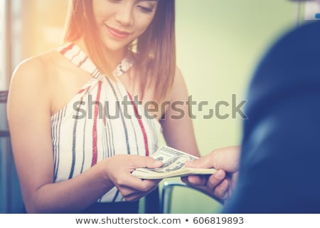 Сток-фото: Business Woman Gives Money
