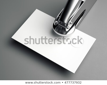 ストックフォト: Metal Embosser With White Business Card 3d Rendering