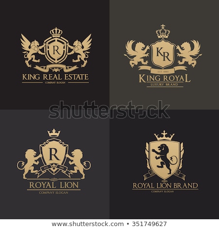 ストックフォト: Gold Coats Of Arms With Ribbons Decoration Vector