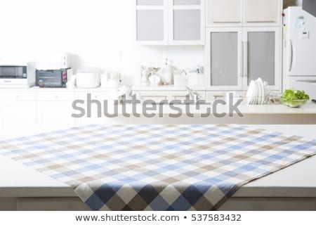 Stock fotó: Kitchen Table With Tablecloth