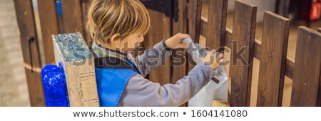 Сток-фото: The Boy Plays That He Is A Postman Banner Long Format