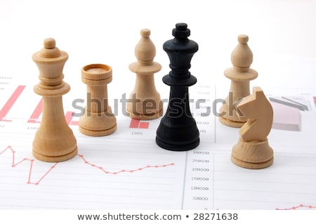 ストックフォト: Chess Man Over Business Chart