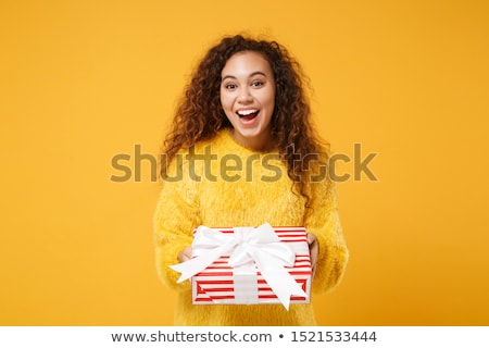 Stock fotó: Black Woman Opening A Valentines Present