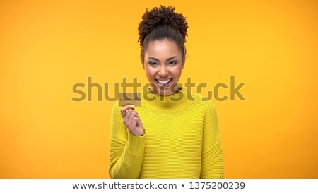 Zdjęcia stock: Beautiful Girl With A Golden Credit Card