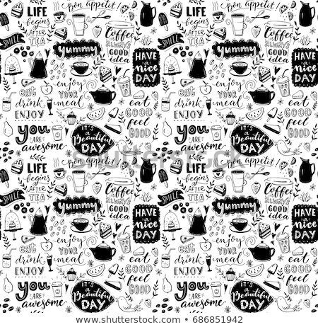 ストックフォト: Seamless Pattern Of Hand Drawn Doodle Cakes Desserts