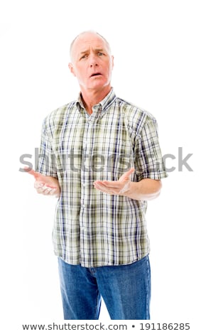 Foto stock: Senior Man Shrugging With Raised Hands