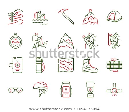 Foto d'archivio: Flat Colored Vector Icons For Rock Climbing