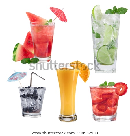 Stock fotó: Orange Juice In Glass Fresh Orange Fruit And Mint Herb Isolated