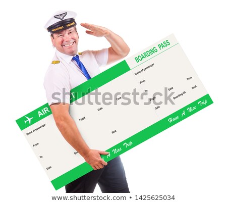 Foto d'archivio: Airline Pilot Carrying A Big Boarding Pass