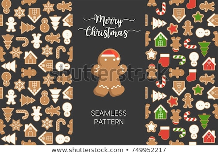 Stok fotoğraf: Christmas Cookies Flat Icons Seamless Pattern