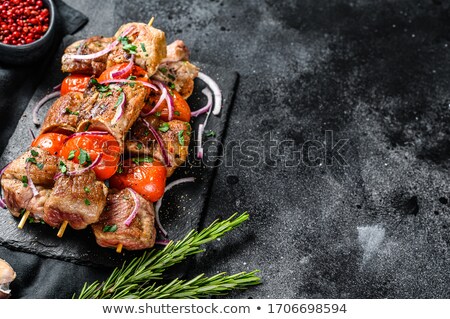 Stock fotó: Pork Kebab And Vegetables
