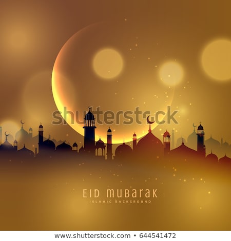 Foto stock: Awesome Eid Festival Greeting Background With Crescent Moon