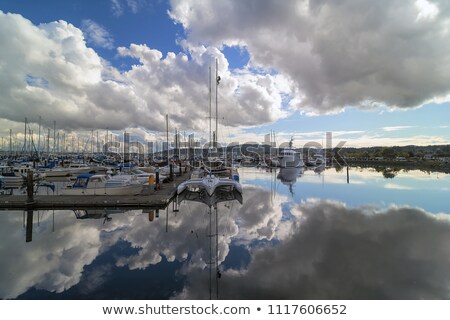 ストックフォト: Boat Slips At Anacortes Marina In Washington State