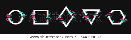 Stock photo: Glitch Distortion Frame Vector Hexagon Illustration