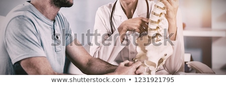 Foto stock: Female Doctor Holding Spine Model