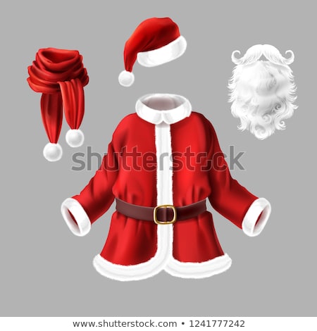 Сток-фото: Red Fur Coat Traditional Santa Claus Clothes