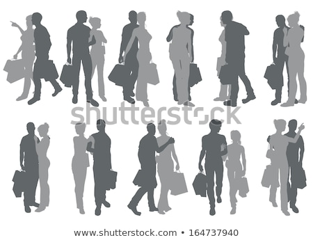 Сток-фото: Young Couple Shopping Silhouettes