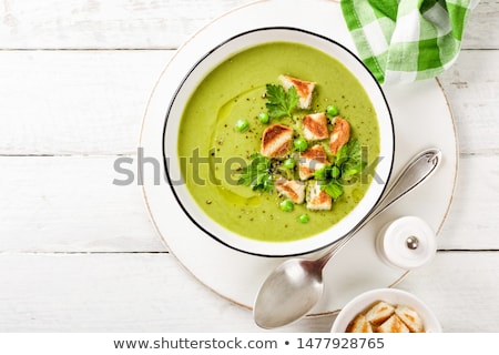 Stok fotoğraf: Organic Peas Soup With Crumbs