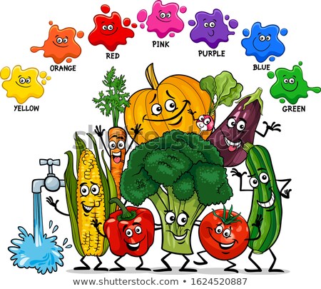 Stock fotó: Basic Colors With Vegetables Characters Group