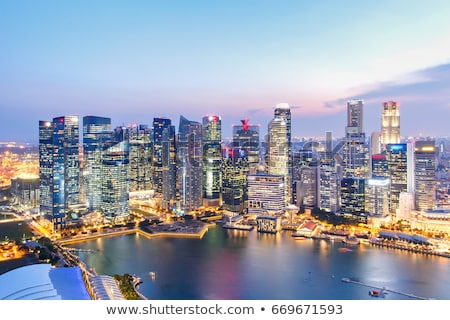 ストックフォト: Singapore Financial District Skyline At Dusk