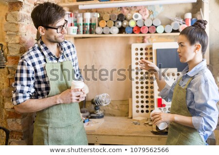 Stock photo: Two Female Carpenters Chatting