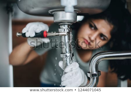 Stok fotoğraf: Worker With Pipe Wrench