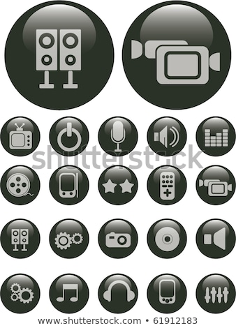 Сток-фото: Speaker Volume Icon On Black Glass Button