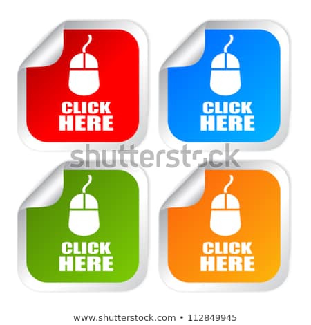 Stok fotoğraf: Click Here Blue Sticky Notes Vector Icon Design