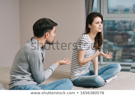 Stok fotoğraf: Unhappy Couple Having Problems At Bedroom