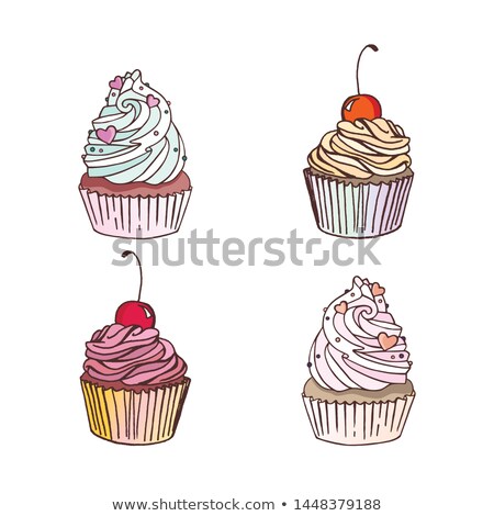 Сток-фото: Cupcake On Colored Pink Backround