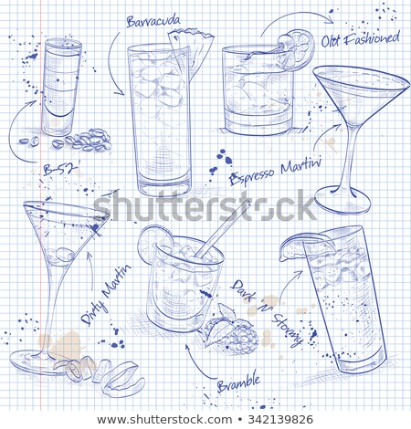 Сток-фото: The Unforgettables Cocktail Set On A Notebook Page