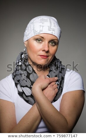 Beautiful Middle Age Woman Cancer Patient Wearing Headscarf Zdjęcia stock © Artush