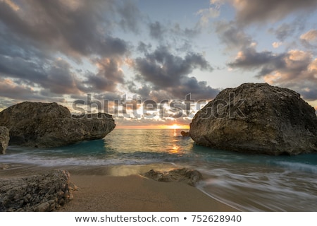 Foto stock: Kalamitsi Beach At Sunset Long Exposure Ionian Sea