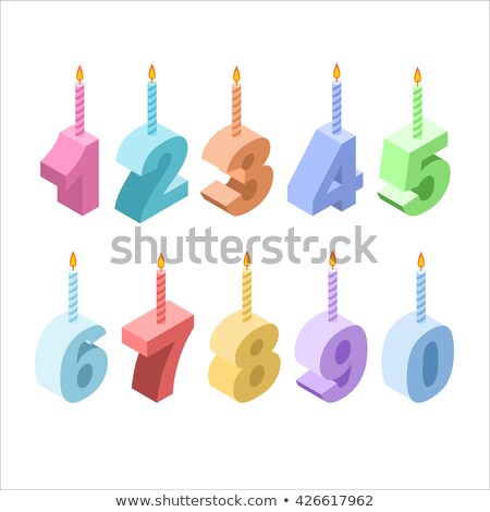 6 Number And Candles For Birthday Six Figure For Holiday Cartoo Foto stock © MaryValery