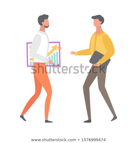 Stok fotoğraf: Businesspeople Talking Graphs And Charts On Poster