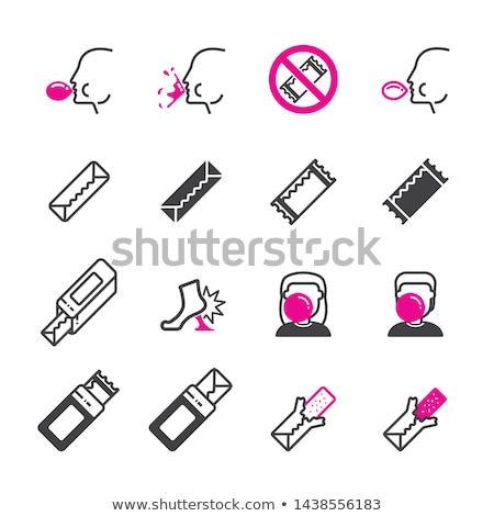 Stok fotoğraf: Chewing Gum Icon Set