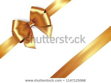 Stok fotoğraf: Shiny Golden Satin Ribbon Vector Gold Bow For Design Discount Card