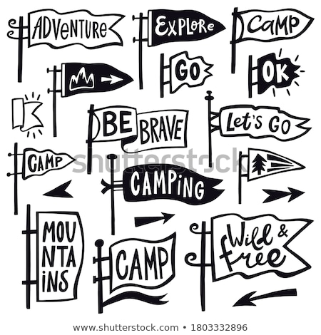 ストックフォト: Vintage Camp Logos Mountain Badges Set Hand Drawn Labels Designs Travel Expedition Wanderlust An