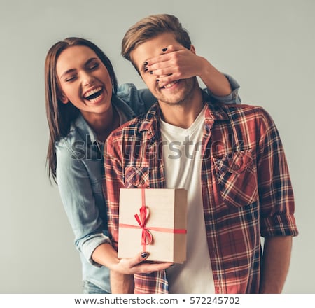 Stok fotoğraf: Valentines Gift Woman On White Background