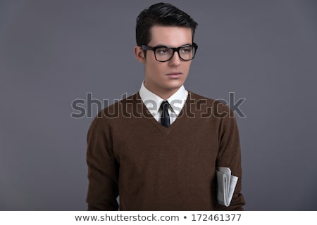 Foto stock: Newspapers And Black Glasses On A White A Background