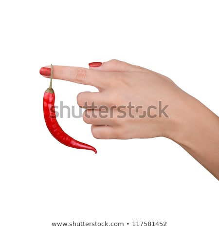 Foto stock: Young Woman With Chili Pepper Isolated On White