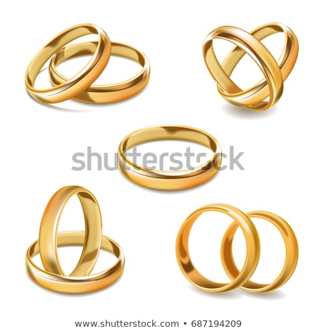 Сток-фото: Wedding Invitation Card With Two Golden Rings Vector