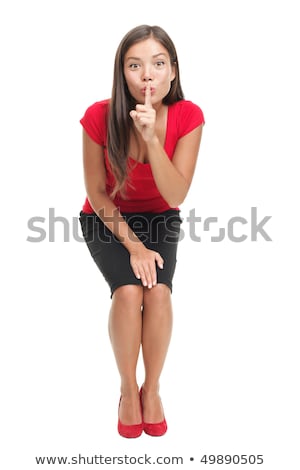 Stock foto: Hush Be Quiet Woman Isolated In Full Length