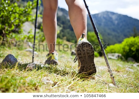 ストックフォト: Nordic Walking Legs In Mountains