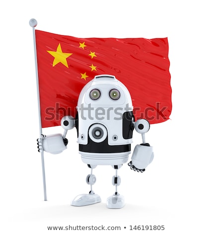 Stok fotoğraf: Android Robot Standing With Flag Of China